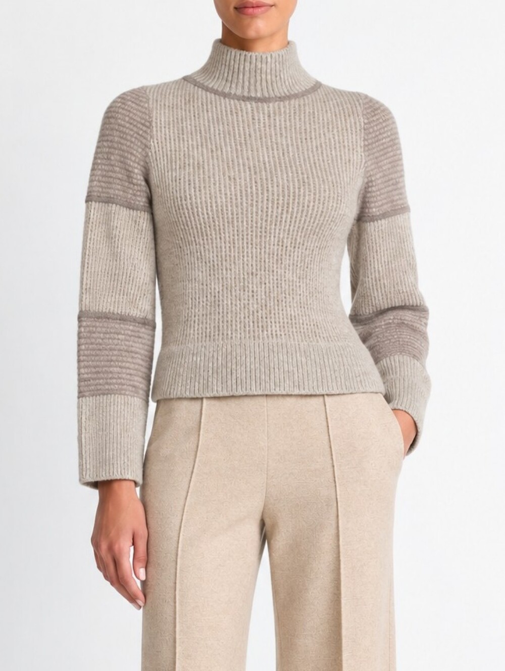 CLUB MONACO Oatmeal Beige Peterella Cashmere Long Sleeve Soft Turtleneck Sweater